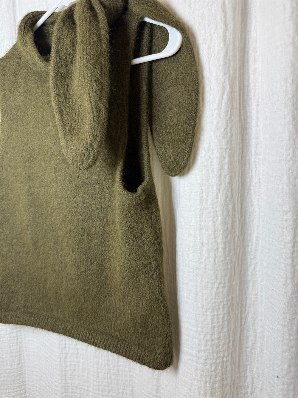 NWT Caroline Constas Olive Scarf-Collar Knit Top - Picture 2 of 6